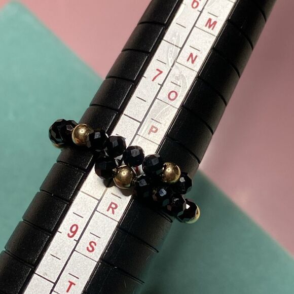 💛 NWoT Classic 14k Yellow Gold & Black Spinel Bead Wrap Ring - Picture 5 of 5